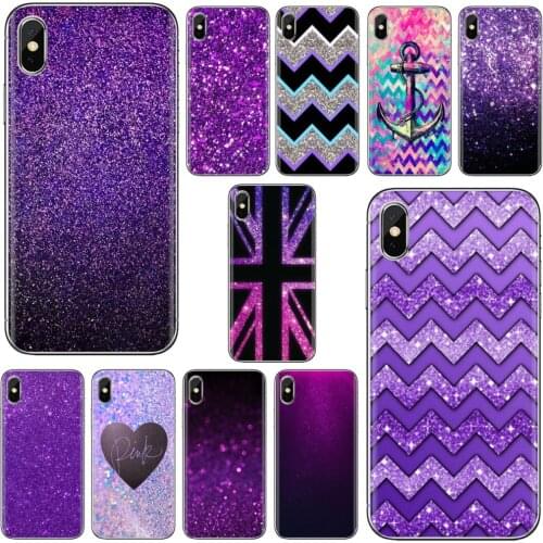 Beautiful Purple Glitter Sparkles For LG G2 G3 G4 Mini G5 G6 G7 Q6 Q7 Q8 Q9 V10 V20 V30 X Power 2 3 Spirit Phone Soft Case