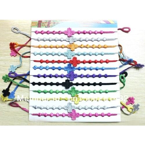 Wholesale - 60pcs/lot Assorted Fashion Lace Bracelets - Cross Shaped Lace Bracelet Mix Colors Randomly For Women Gift