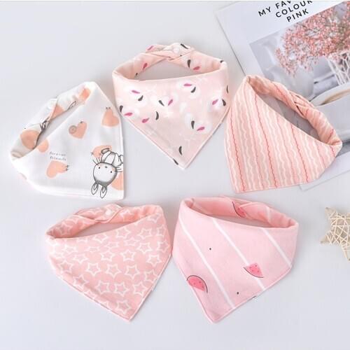 5Pcs/Set Baby Bibs Triangle Double Cotton Bandana Bibs Baby Boys Girls Babador Feeding Smock Infant Burp Cloth Baby Saliva Towel