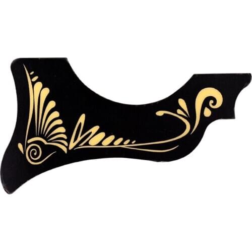 40/41 Inch Acoustic Guitar Pickguard With Flower Pattern Self-adhesive, Black + Golden