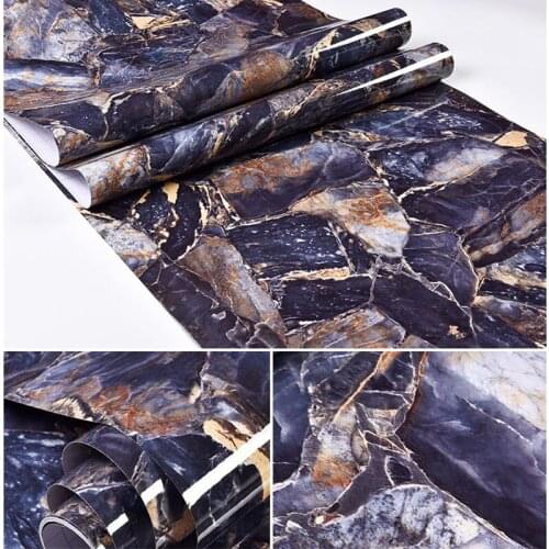 Wall Stickers Waterproof Marble Self Adhesive Wallpaper Film Bathroom Kitchen Floor Home Room Decoration Door Sticker Wall Decal