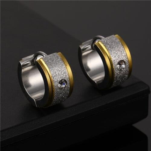 Single Stainless Steel Scrub Crystal Earrings For Women Korean Fashion Unfading Metal Anti-Allergy Stud Ornament Wholesale