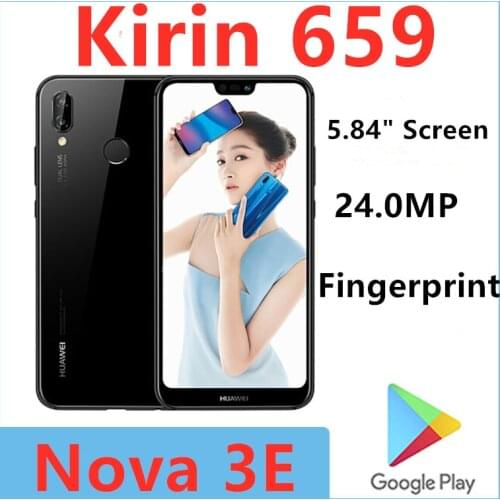 Original HuaWei Nova 3e P20 Lite Mobile Phone Kirin 659 Android 8.0 5.84" Full Screen 2280x1080 24.0MP Fingerprint Face ID OTA