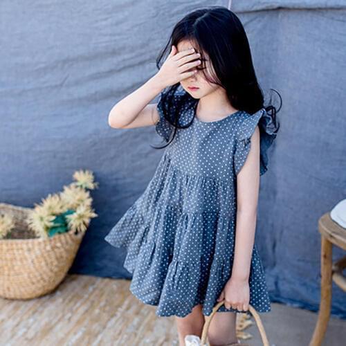 Girls' polka dot dress 2020 summer new ruffled short-sleeve princess dress foreign backless dress WT33