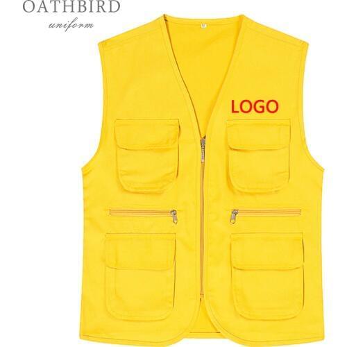 Custom embroidery logo Volunteer vest promotion worker uniform printing text or logo work wear