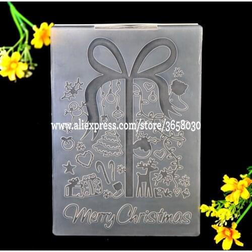Merry Christmas Snowman Deer Plastic Embossing Folder For Scrapbook DIY Album Card Tool Plastic Template 10.5x14.5cm 8071147