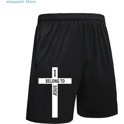 2020 New Summer Men Shorts male cross print JESUS Mens Beach Elastic Waist Shorts Pants High Quality Boy Joggers Clothing black