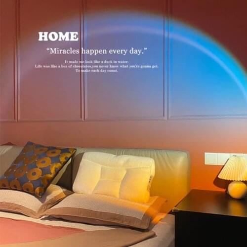 Tripod Atmosphere Sunset Light USB HorizonYellow Blue Bi-Color Sunset Projection Nightlight Breaking Dawn Blue Coastline Beach L