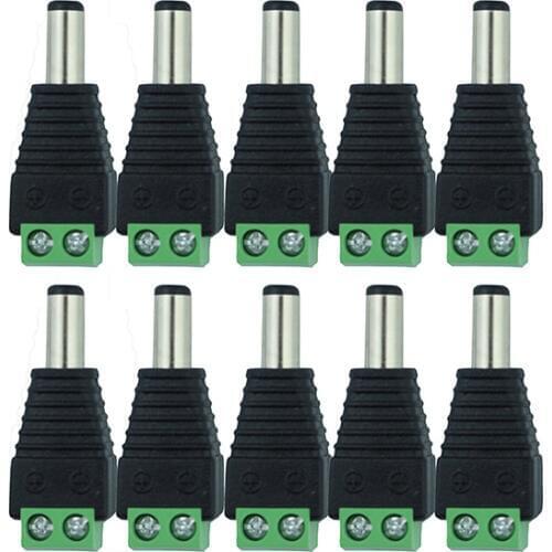 10 Pcs 12V 2.1 x 5.5mm DC Power Male Plug Jack Adapter Connector Plug for CCTV single color LED Light
