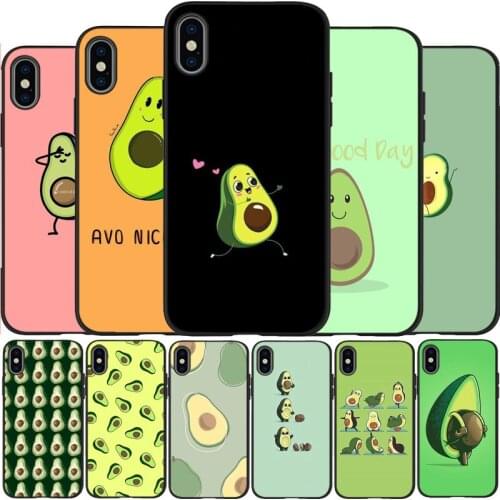 Green Avocado Funny Cute Black Silicone Phone Case For IPhone 12 Mini 11 Pro Max XR XS XSMax X 5 5S SE 2020 6 7 8 Plus TPU