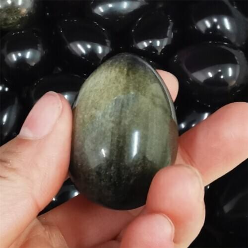 1pc 40-50mm Undrilled Natural Obsidian Yoni Egg Pelvic Kegel Exercise Jade Egg Tightening Vaginal Muscle Massage