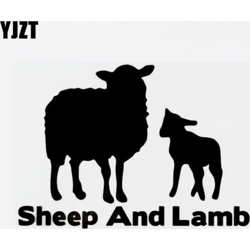YJZT 13CM×9.2CM Interesting Animal Sheep And Lamb Vinyl Car Sticker Decal Black/Silver 8C-0269
