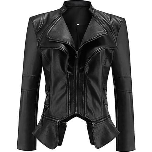 Super Quality PU Leather Jacket Gothic Leather Coat Women Winter Autumn Fashion Motorcycle Jacket Black Outerwear leather Jacket