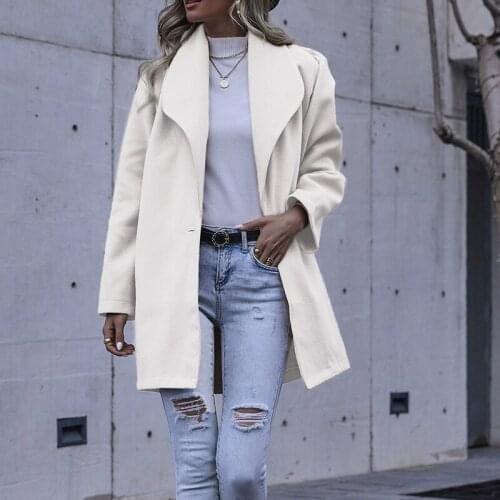 Women Autumn Jacket Overcoats Winter Long Sleeve Coat Fashion Turn Down Collar Loose Elegant Slim Solid Outwear Female Coat 2021