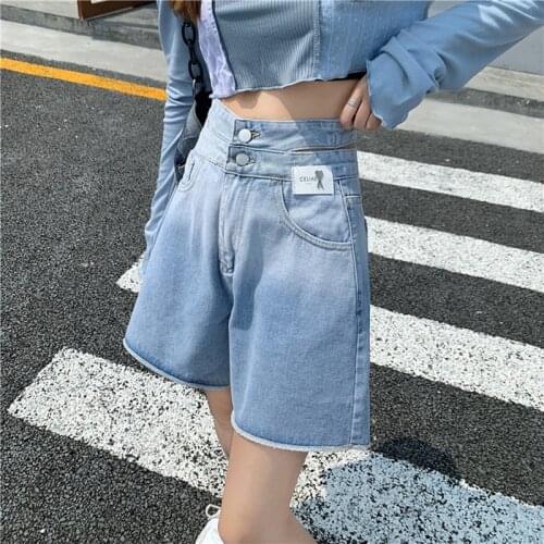 2021 Summer Gradient Rolled Denim Shorts Women Fashion Plus Size 5XL Pocket High Waist Jeans Shorts Female Short Pants