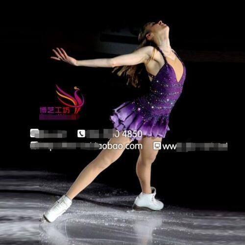 Purple figure skating dresses women competition skating dress custom ice figure skating clothing girls free shipping