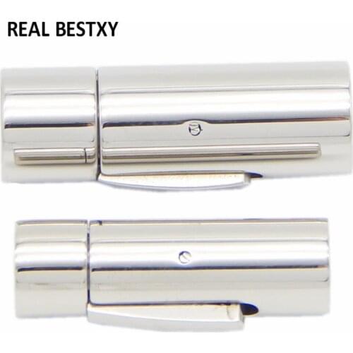 20pcs/lot engrave logo hole:6/7/8mm Stainless Steel Curved Bayonet Clasp Fastener PushLock Lace Buckle Leather Clasps bracelets