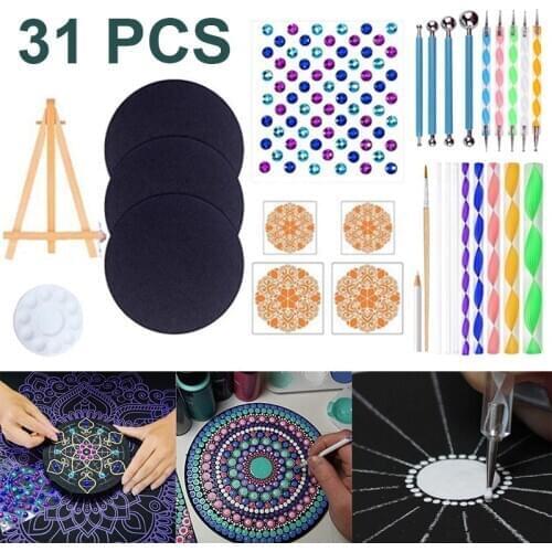 31pcs Mandala Dotting Tools Rock Painting Kit Dot Nail Art Drawing Children Mandala Embossing Stylus Painting Stencil Craft