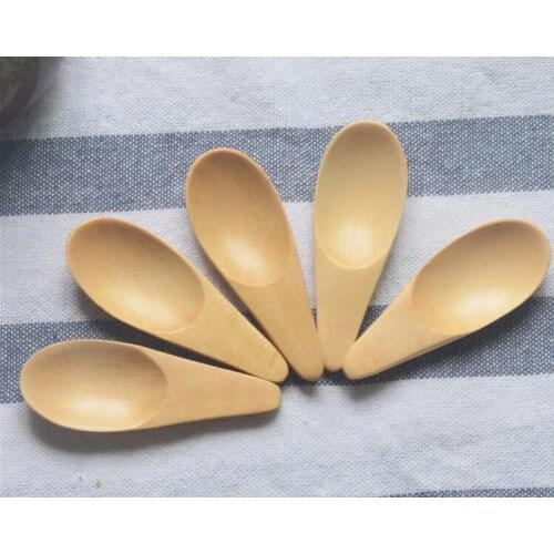 500pcs Cute Melon seed shape Drop-shaped Handmade Mini Wood Tea Scoops Kung Fu Tea Spoon Black Green Tea Shovel Gift