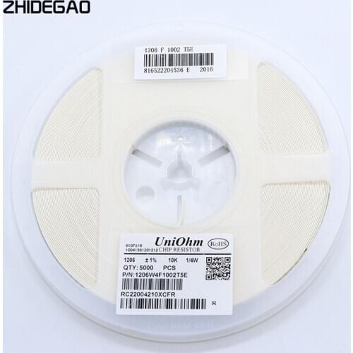 5000Pcs 1206 0R ~ 10M SMD resistor 1% 1/4W 0 1 10 100 150 220 330 ohm 1K 2.2K 10K 100K 0R 1R 10R 100R 150R 220R 330R ohm