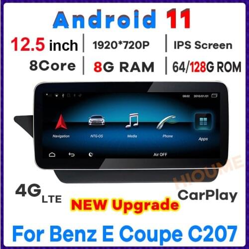 12.3" Andriod 10 8Core 8G+64G Car Radio GPS Navi Multimedia Player for Mercedes Benz E Coupe C207 E207 2009-2015 with carplay