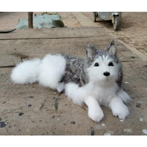 Big simulation 30*11CM prone husky dog hard model,polyethylene& fur dog,prop.decoration toy,Xmas gift 2546