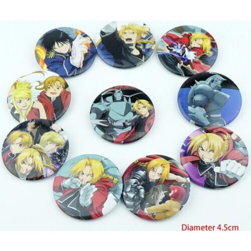 10Pcs/Set Japan Anime Fullmetal Alchemist Figure Pins Brooches Badges Chest Ornament Cosplay itabag Bag Clothing Accessoies Gift