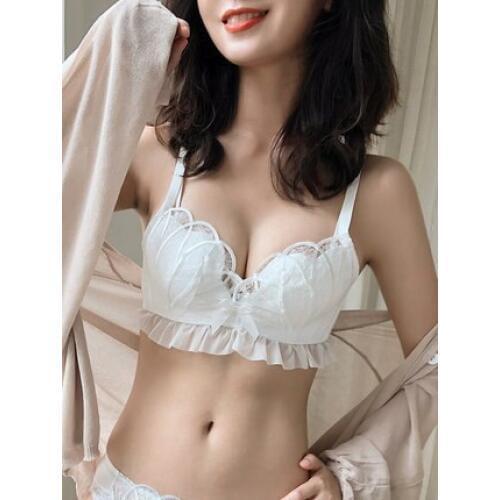 Sexy Shell Shaped Bralette For Women Seamless Bra Push Up Bra Mesh Lace Embroidered Breathable Small Breast Bra Section Received