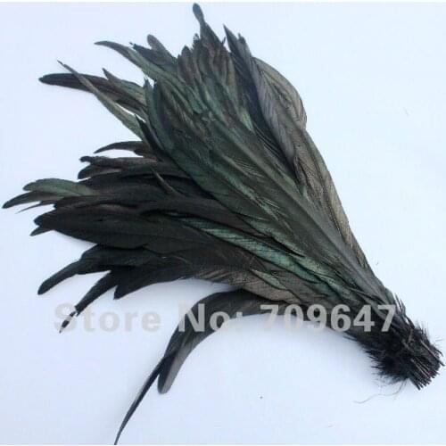 Black Feathers,50pcs/Lot 10-12" 25-30cm Black Colour Half Bronze Loose Black Coque Tail Feathers,Feathers Black