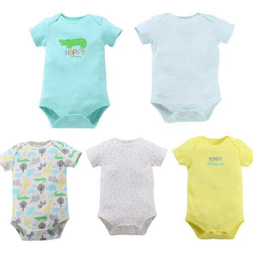 BABY BODYSUITS 5PCS 100%Cotton Infant Body Short Sleeve Clothing Jumpsuit Printed Baby Boy Girl Bodysuits Newborn Clothing