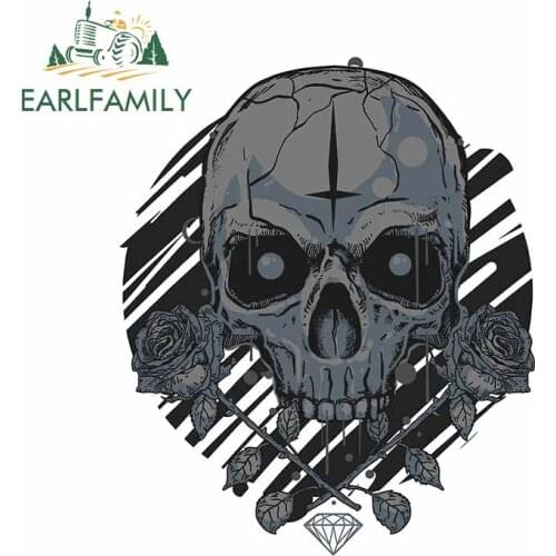 EARLFAMILY 13cm x 10.7cm For Skull Scratch-Proof Car Sticker Waterproof Decal Sunscreen Motorcycle Decals Decoration
