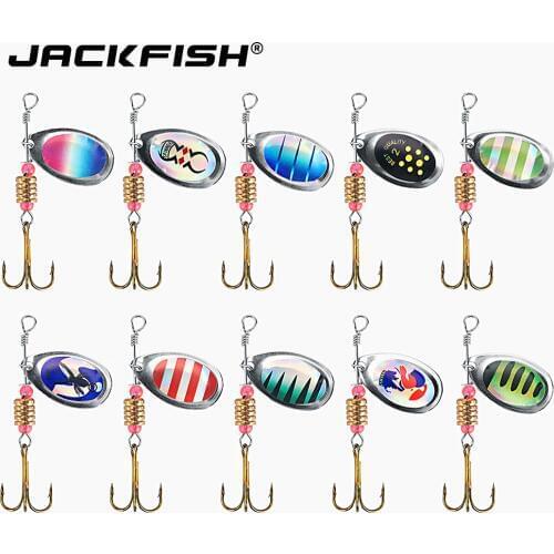 JACKFISH Metal Fishing Spoon Lure Hard Spinner Bait 3.5g Fishing Lure Hard Baits Spinnerbait Artificial Bait With Fishing Box