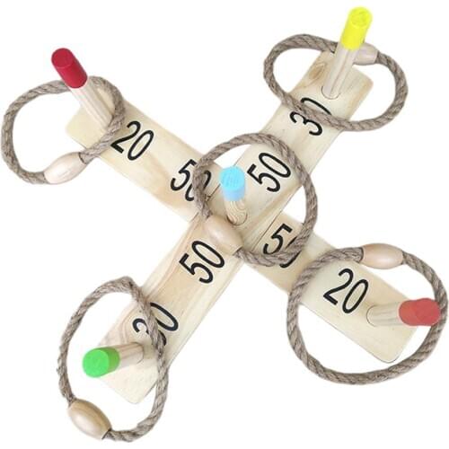 Hoop Throwing Ring Ring Garden Game Pool Toy Wooden Fun Outdoor Entertainment Throwing - Rope Throwing