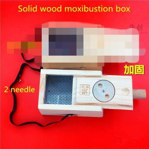 Medical use Two Holes solid wood moxibustion box moxibustion box appliance wood moxa burner acupuncture point massage device