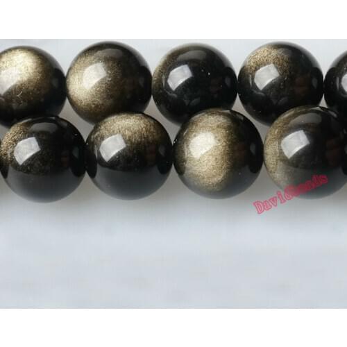 Fctory Price Natural Stone Gold Obsidian Round Loose Beads 16" Strand 6 8 10 12 MM Pick Size For Jewelry Making diy