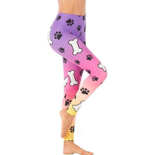 Women Fashion Legging Dog Purple Ombre Gradient Color Printing leggins Slim legins High Waist Leggings Woman Fitness Pants