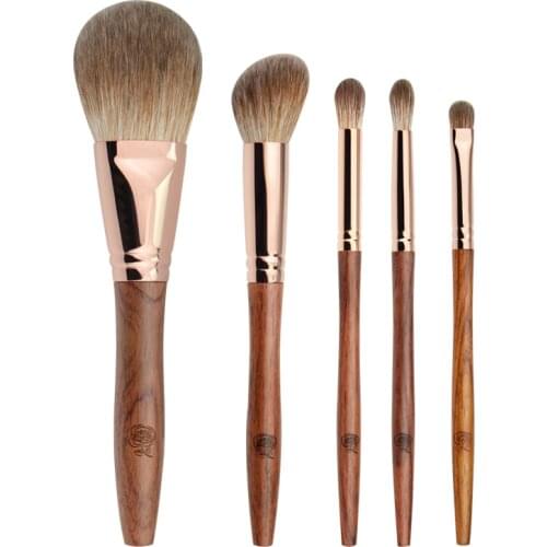 K98 Professional Handmade Makeup Brush Set 5pcs Soft Red Fox Goat Hair Face Powder Eye Shadow Brush Rosewood Make Up Brushes Kit