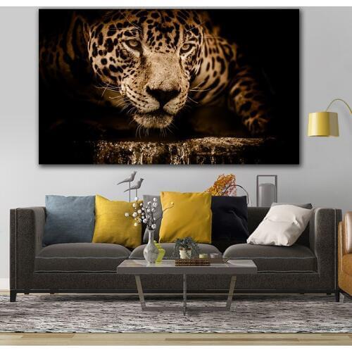 Wall Canvas Painting Big Size Animals Canvas Printing Cheetah HD picture for living room black white wall art no frame