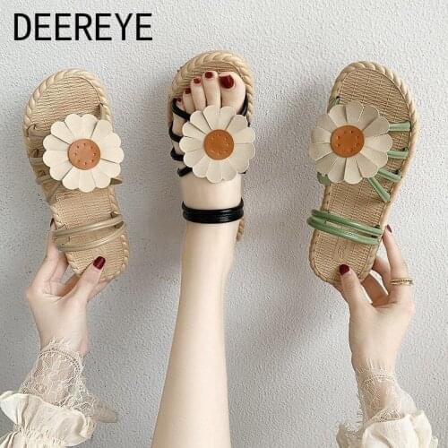 2021 New Fashion Women Flat Slipper Slides Lovely Sunflower Girl Non-Slip Sandals Comfort Casual Outdoor Dress Shoes Summer