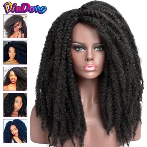 DinDong Marley Braid Hair Wig 18 inch Synthetic Dreadlock Marley Braided Wigs Soft Afro Kinky Natural Braiding for Women/Men