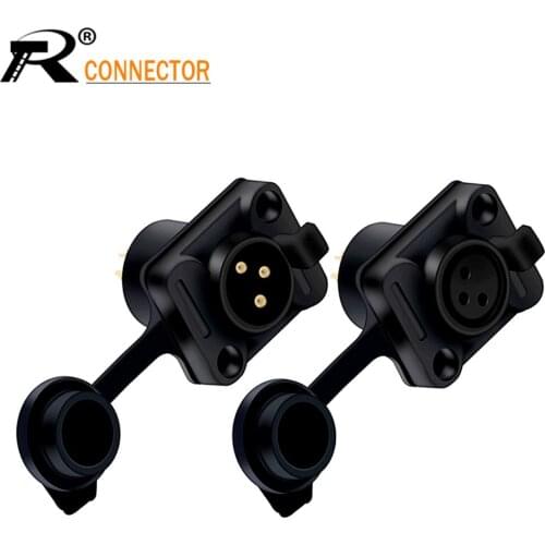 10pcs/lot 3Pins Square Shape XLR Connector Adapter XLR Male Plug Female Socket Panel Mount Chassis