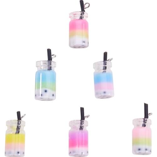 35Pcs Plastic Imitaion Bubble Milk Tea Pendants Charms for DIY Earrings Charm Jewelry Making Accessories