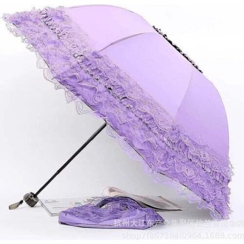 Five-layer Lace Princess Umbrella Lace Umbrella Sun Umbrella Sun Umbrella Vinyl Tri-fold Sunny Umbrella Dual-purpose Parasol