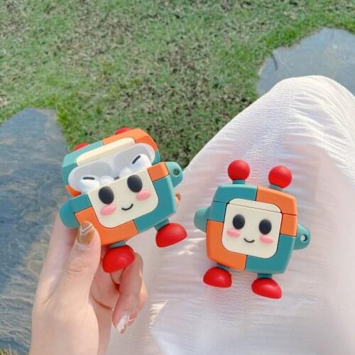 Robot Stand Cartoon Cute Earphone Cases for Apple Airpods 1 2 Pro Silicone Headphone Earbuds for Airpods Case Wireless Charging