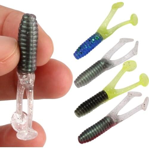 RoseWood 10PCS/Lot Silicone Baits 0.9g 45mm, 5.3g 80mm Double Tails Worms Grub Fishing Lures Jigging Fishing Accessories