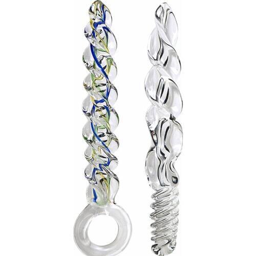 23cm Super long Spiral Crystal Glass toys Vaginal anal Butt Plug stimulate Sex Toys for women/men Masturbator Glass anal dildo