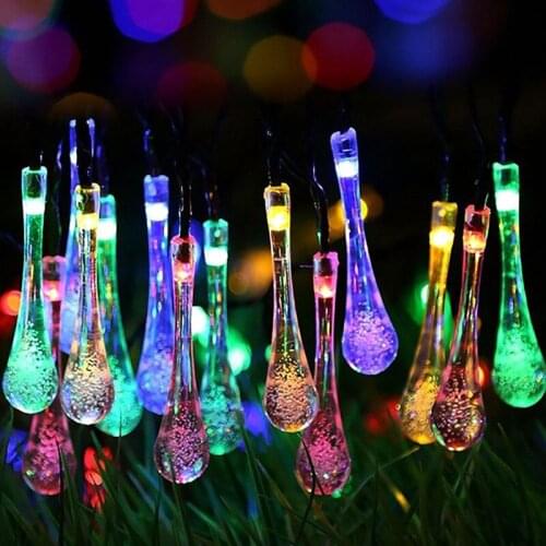 LED solar water drop light string outdoor waterproof garden lawn courtyard bubble ball lantern christmas party decoration lamp