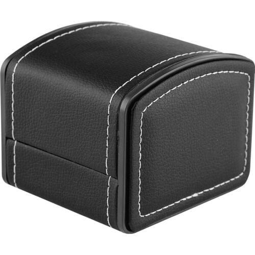 High-Grade PU Leather Watch Box Arc Shape Rectangle Watch Case Flip Present Black Gift Box for Men Women Watches Dropshipping