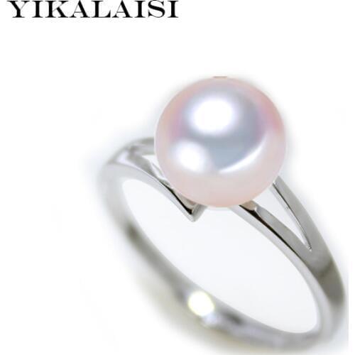 YIKALAISI 2017 Pearl jewelry Fashion 100% natural 8-9 mm Freshwater pearl rings 925 sterling silver jewelry ring wedding gift
