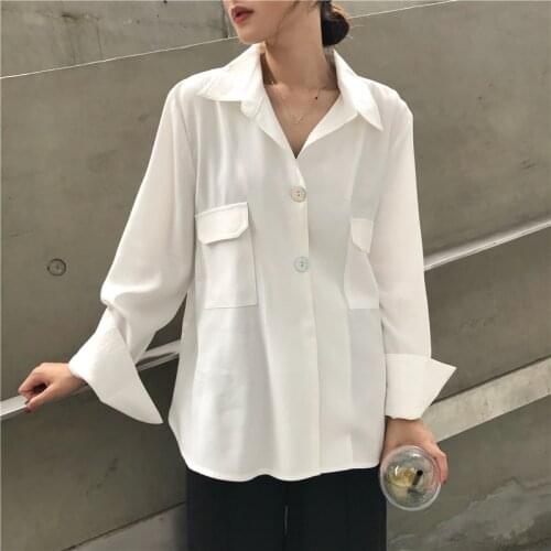 Bella philosophy 2020 women solid Tops Office Lady Turn-down Collar Button Full Spring New Blusas Mujer De Moda Simple Blouses